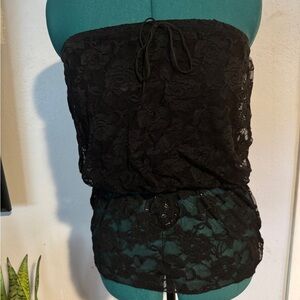 Source Unknown Black Lace Tube Top